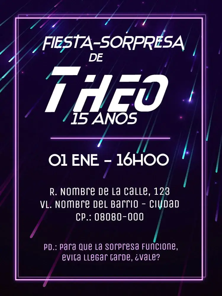 Invitación -Sorpresa Virtual - Cometas Estrellas Fugaces
