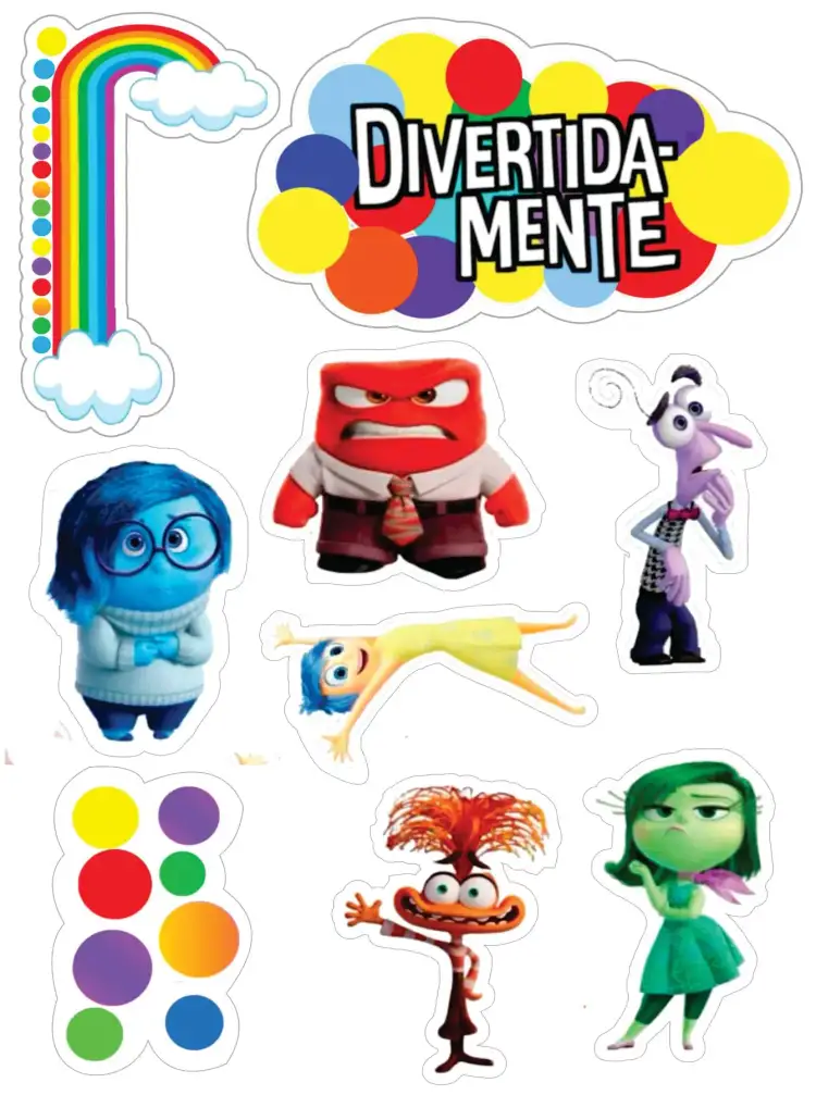 Invitación Divertida Mente – tema Topper de torta divertido, colorido, Ilustraciones de personajes, diseño moderno, estilo lúdico