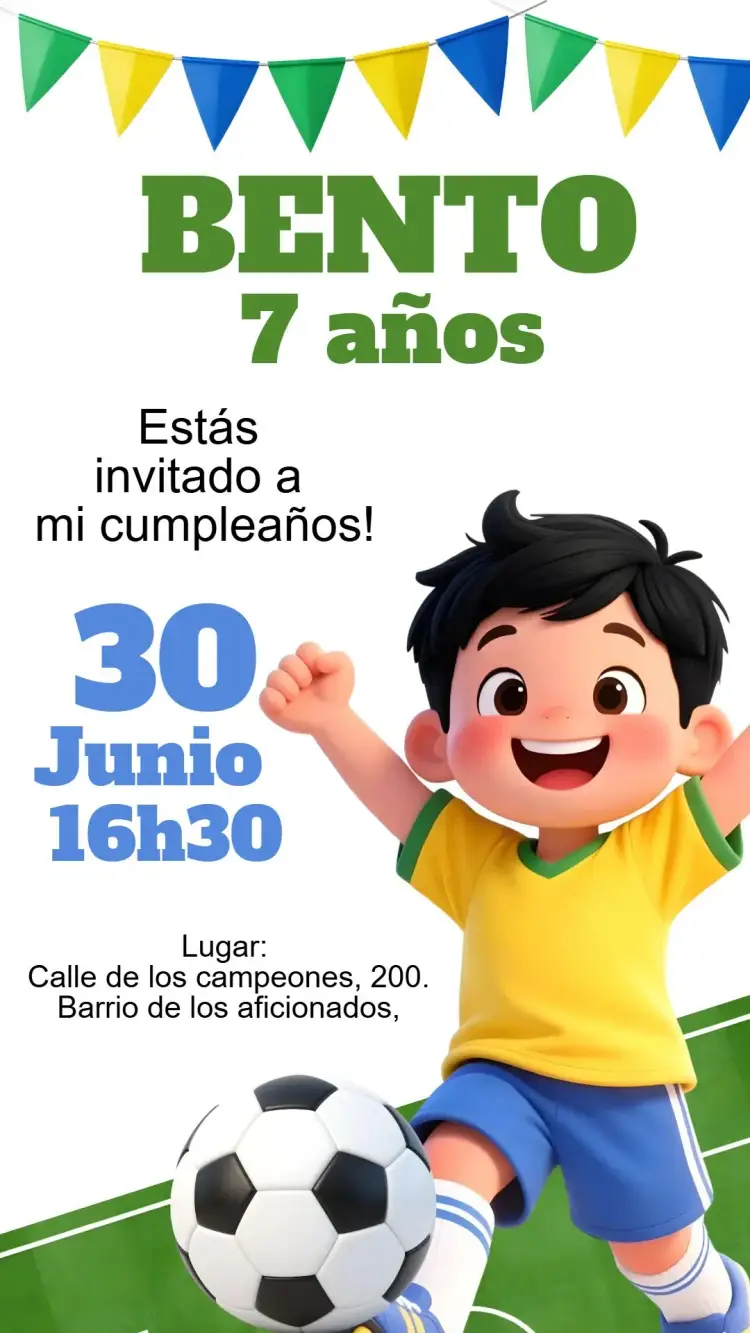 Invitación digital fútbol niño Copa del Mundo