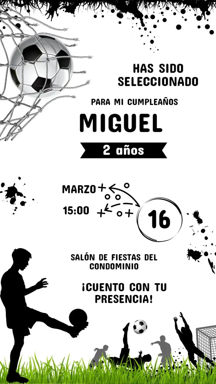 Invitación Cumpleaños Infantil FÚTBOL