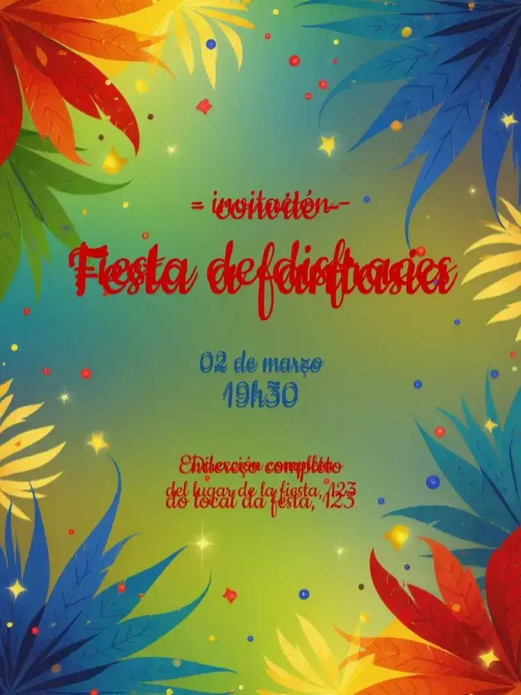 Invitación Carnaval Bloquinho – tema Fechas Conmemorativas colorido, divertido, festivo, moderno, tropical