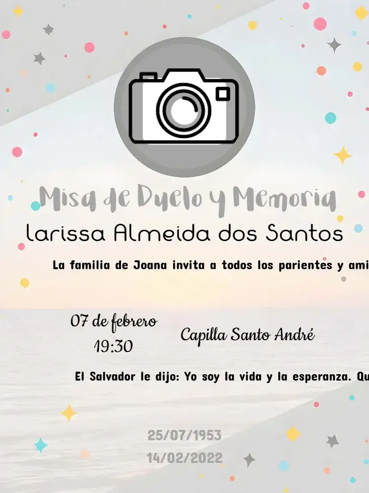 Invitación Misa De Fallecimiento 7º Día Con Foto Mensaje – tema Fechas Conmemorativas minimalista, sobrio, elegante, moderno, clásico