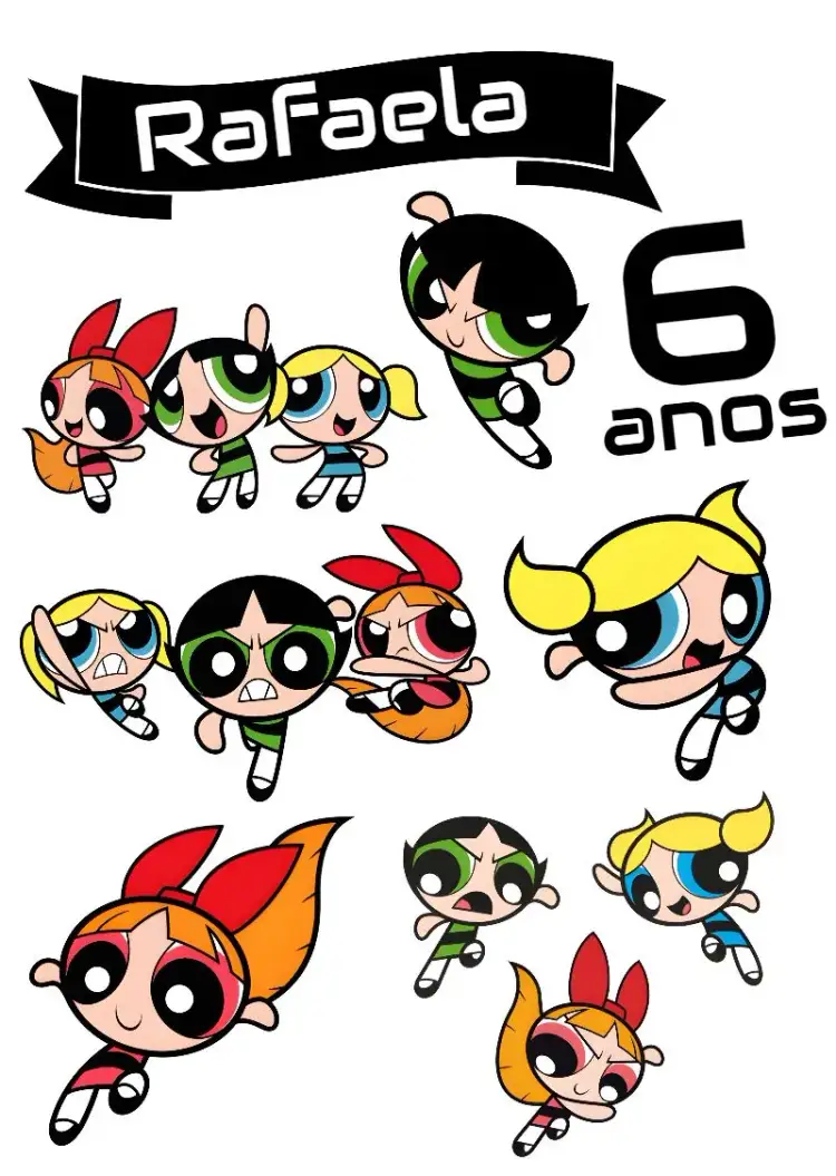 Invitación Topper de Torta Superpoderosas – tema Topper de torta colorido, divertido, moderno, infantil, superhéroes, fiesta temática