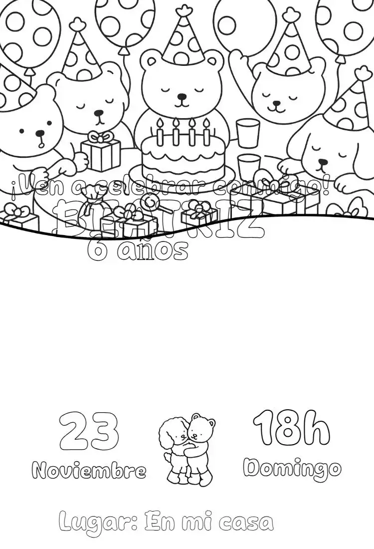 invitación digital Bobbie Goods para colorear
