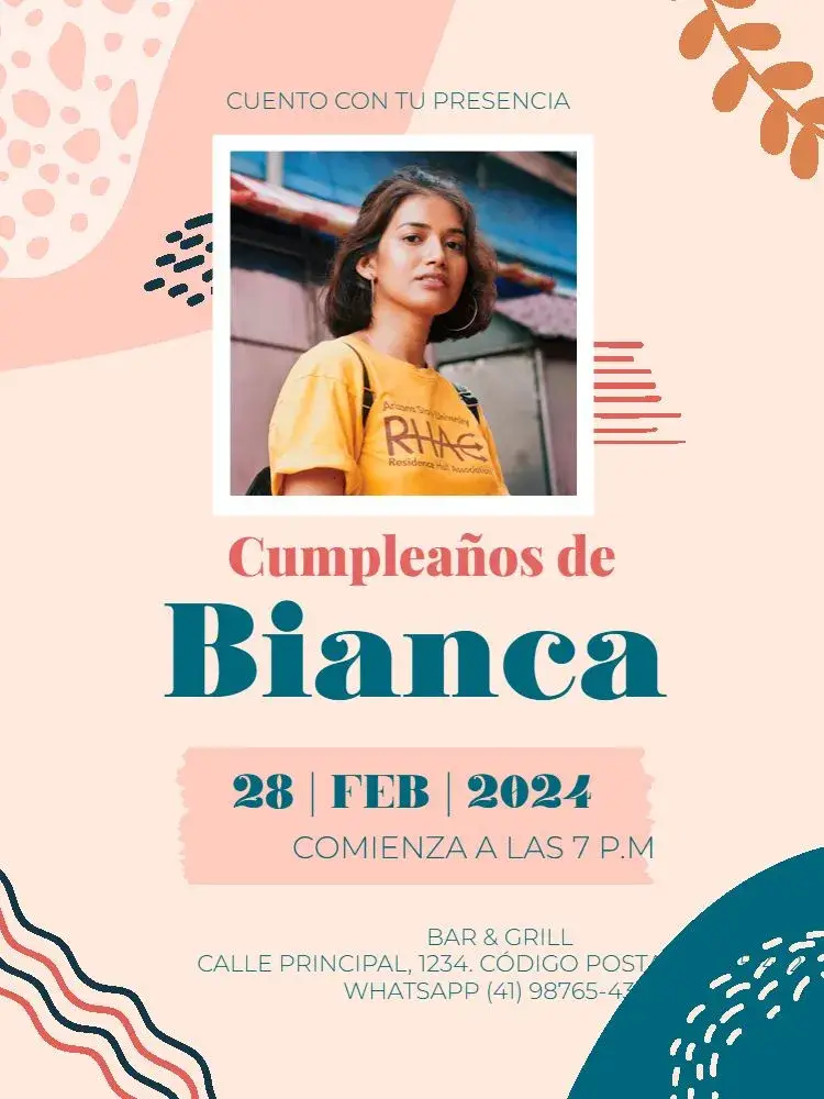 Invitación Adulto Femenino Rosa Con Foto Boho editable y personalizable