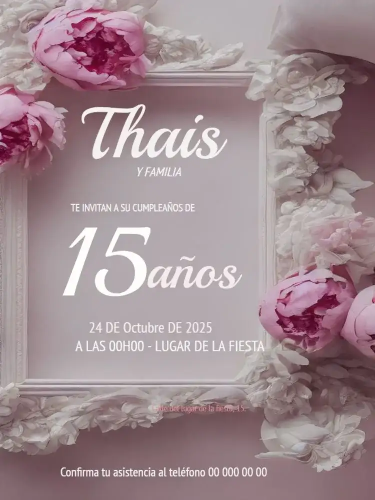15 Años Rosa Para Editar Digital