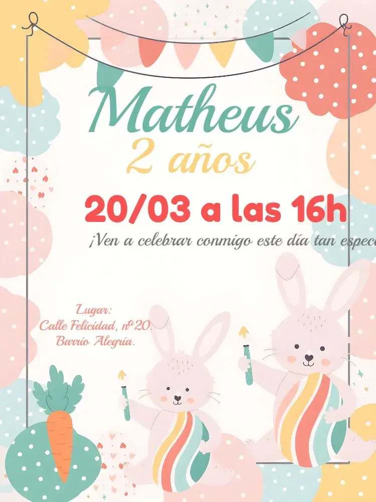 Invitación Pascua Huevos – tema Fechas Conmemorativas colorido, infantil, pastel, divertido, lúdico