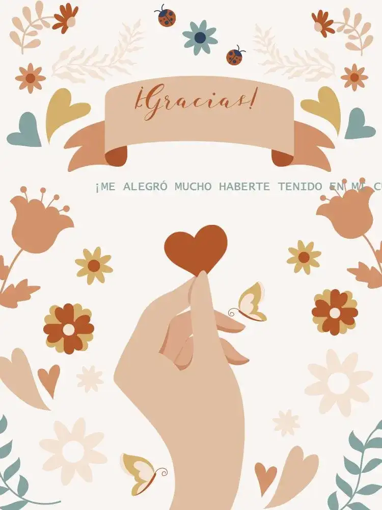 Tarjeta De Agradecimiento Presencia Adulto Floral Encuentro