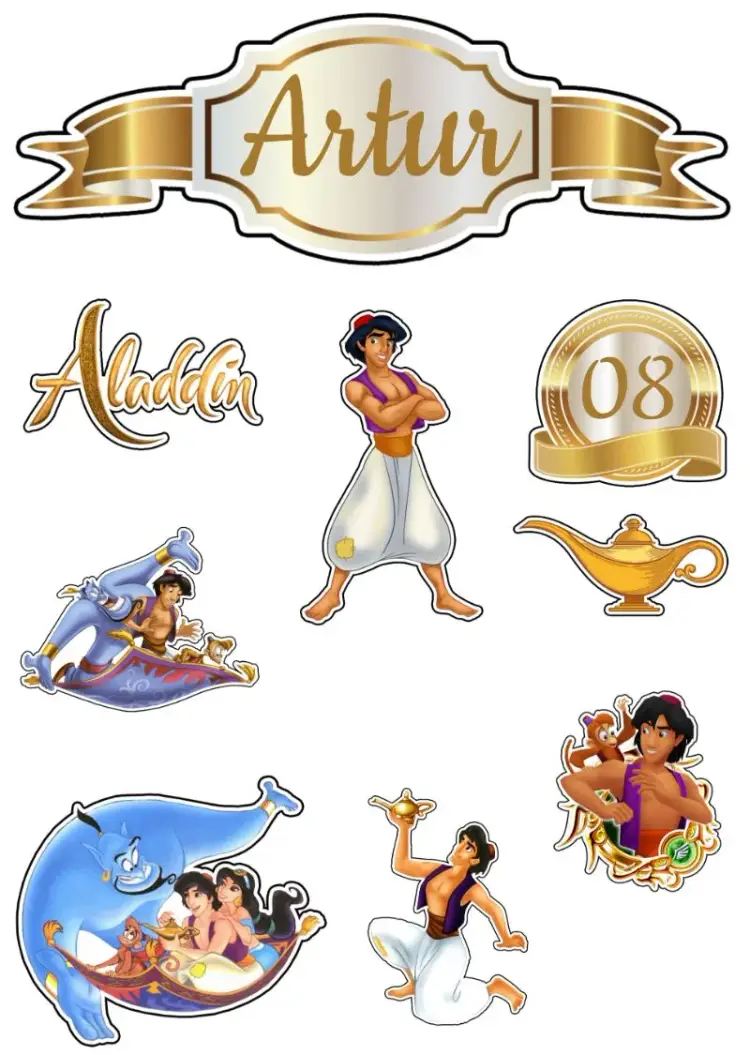 Invitación Topo De Pastel Aladdin Mono