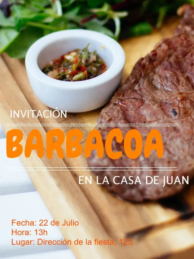 Invitación Barbacoa Cena editable y personalizable