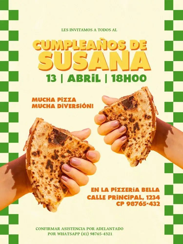 Invitación Con Tema Fiesta Vintage de Pizza Celebración – tema Cumpleaños Infantil vintage, colorido, divertido, temático, jovem, eclético