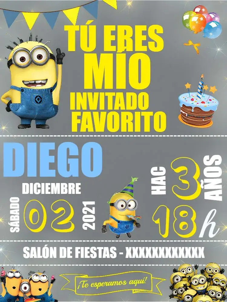 Invitación Minions Bolas