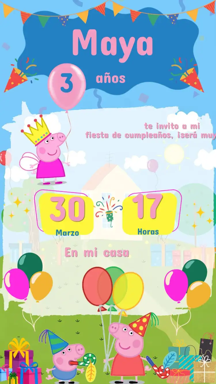 Invitación Cumpleaños Infantil Peppa Pig