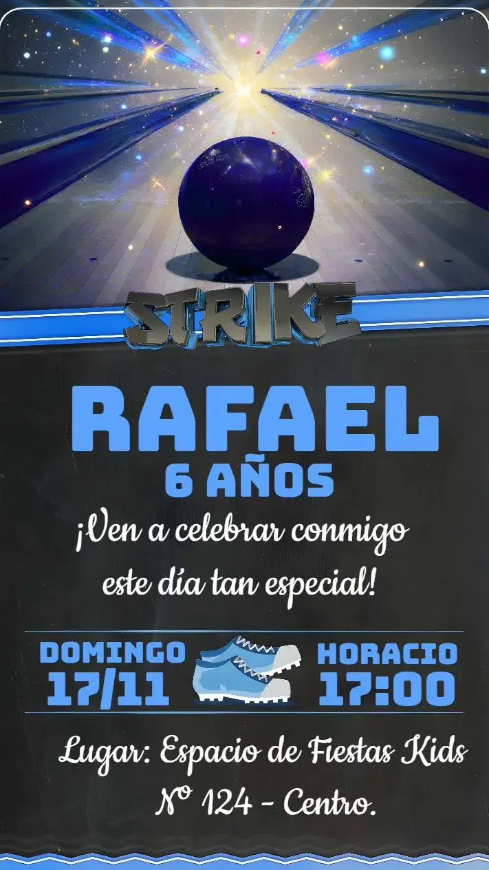 Invitación Boliche Menino Strike