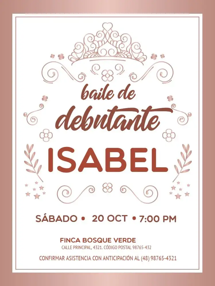 Invitación Floral Oro Rosa
