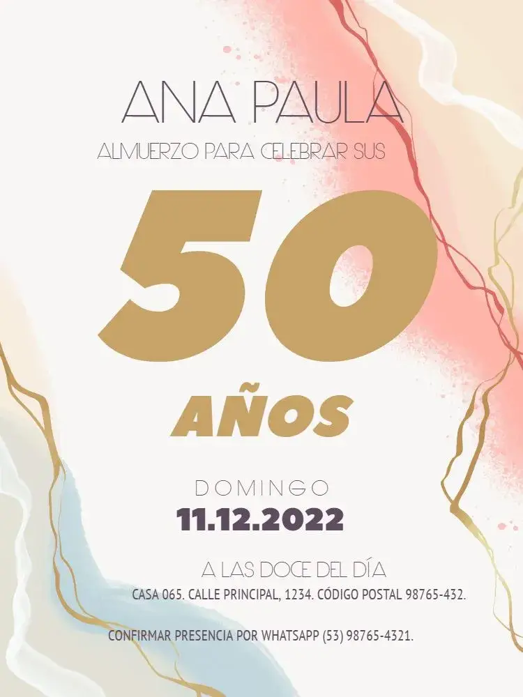 Invitación 50 Años Celebración Elegante