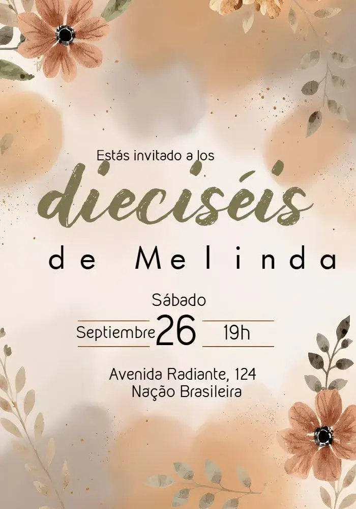 Invitación 15 Años Acuarela Floral