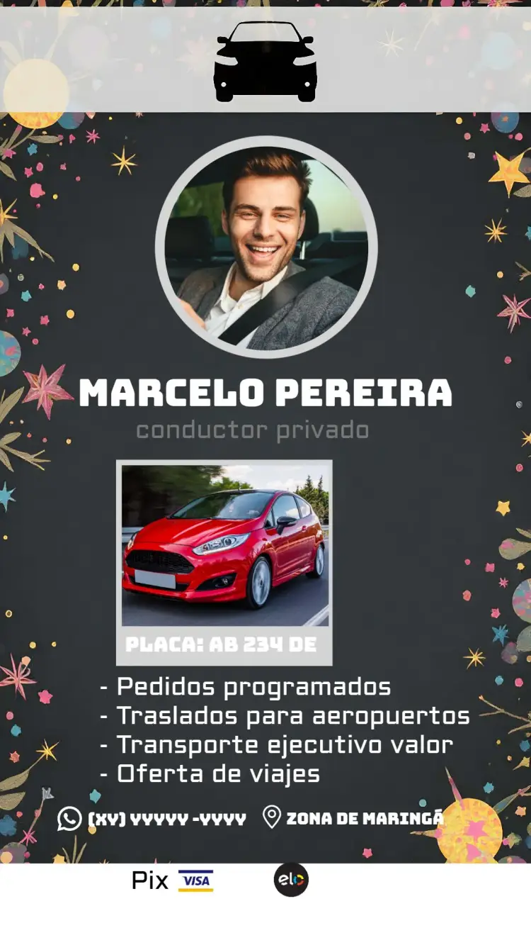 Invitación Tarjeta De Visita Conductor Particular Gris