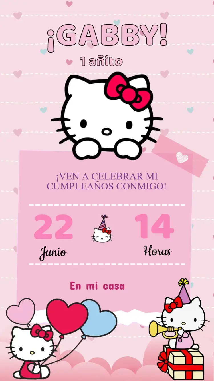 Invitación Cumpleaños Hello Kitty