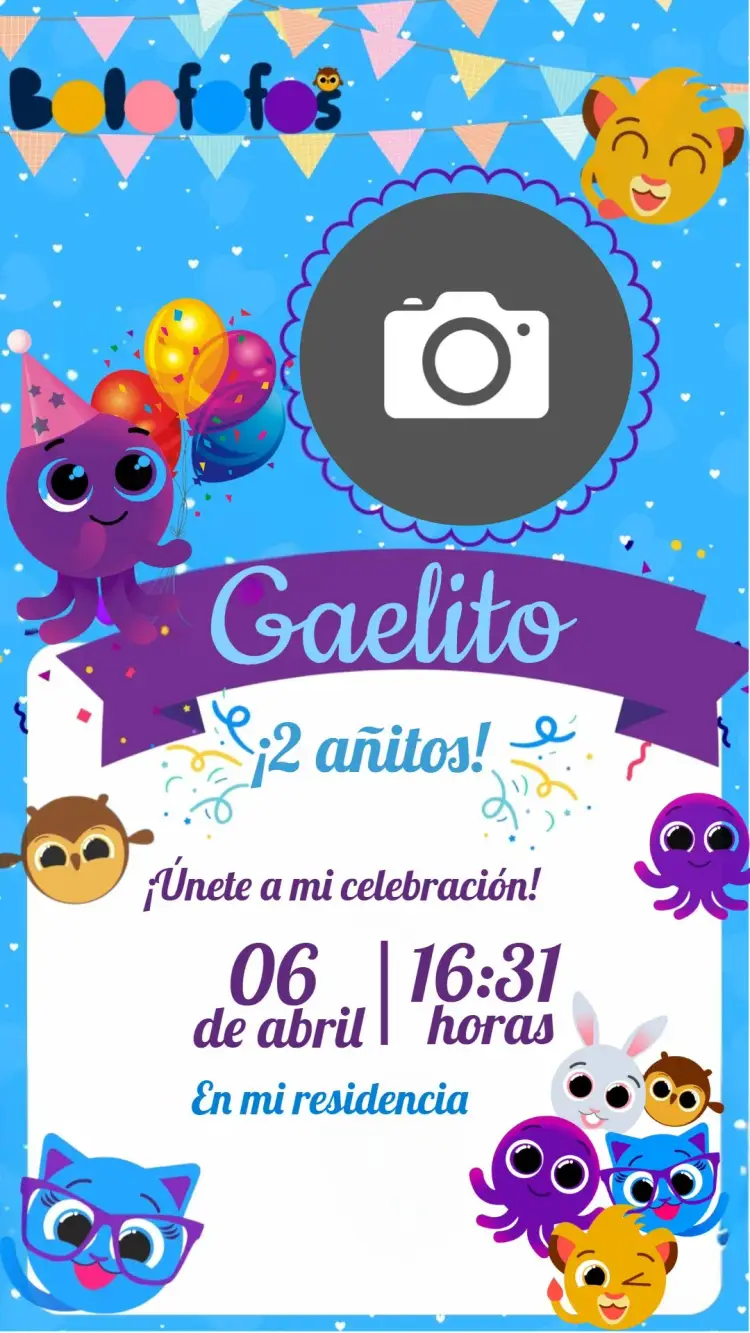 Invitación Bolofofos Con Foto a Color