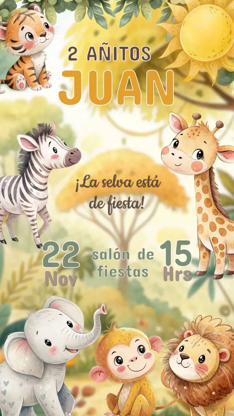 Invitación Cumpleaños Infantil Safari