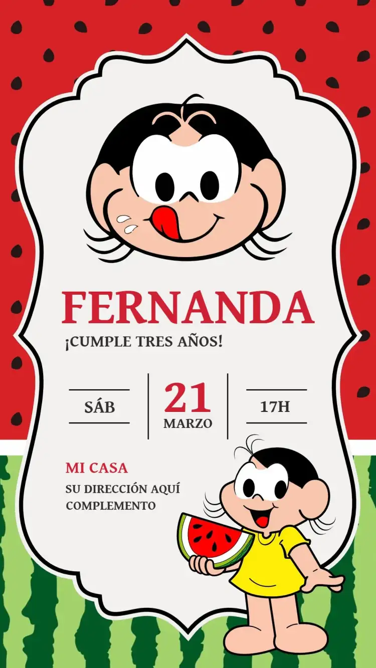 Invitación Magali – tema Cumpleaños Infantil colorido, divertido, infantil, personajes, temático, alegre