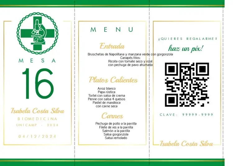 Invitación Menú Triángulo Graduación en Biomedicina Tótem – tema Graduación moderno, elegante, minimalista, salud, profesional, estudiantil