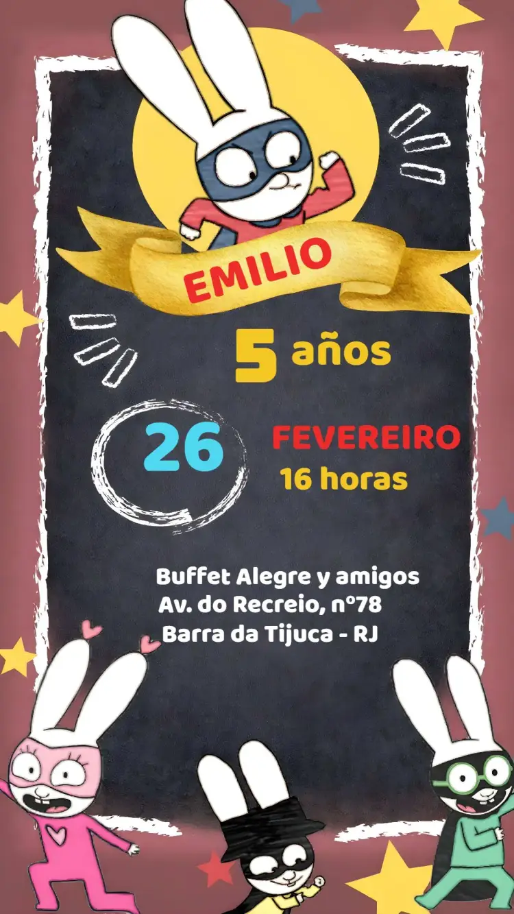 Invitación Simon Coelho Infantil