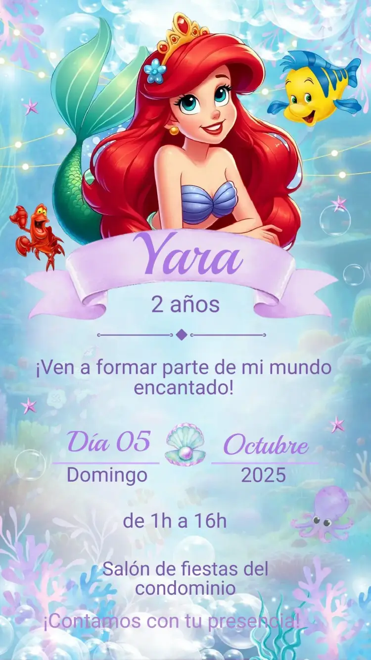 Invitación Cumpleaños LA SIRENITA