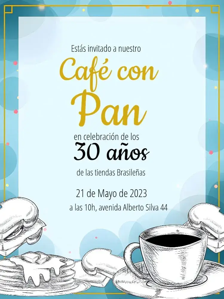 Invitación Desayuno Pan – tema Más buscados minimalista, moderno, limpio, alegre, casual