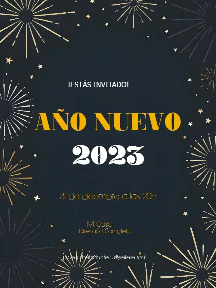 Invitación Para Fiesta De Año Nuevo Blanco