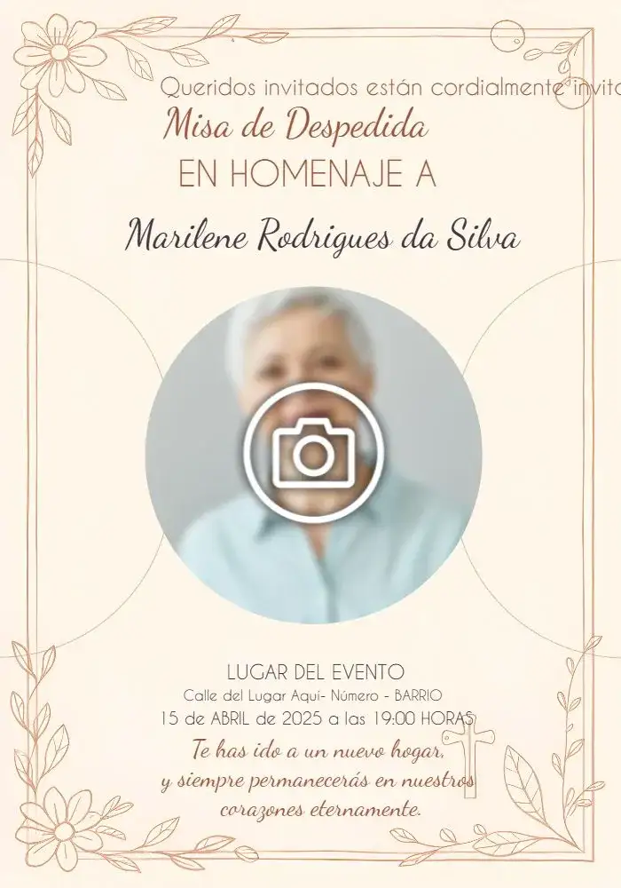 Invitación Misa De Fallecimiento Con Foto Velorio – tema Fechas Conmemorativas marrón, minimalista, elegante, clásico, respetuoso