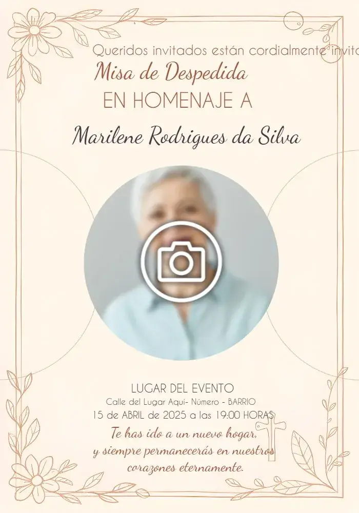 Invitación Misa De Fallecimiento Con Foto Velorio