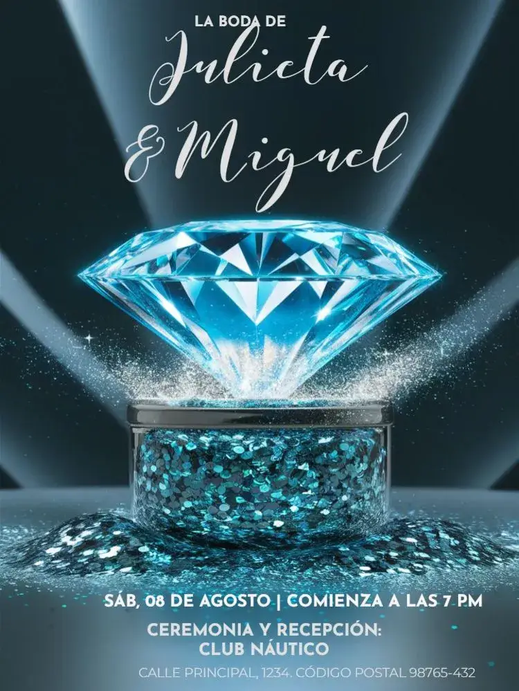 Invitación Boda Diamante Para Editar Encuentro