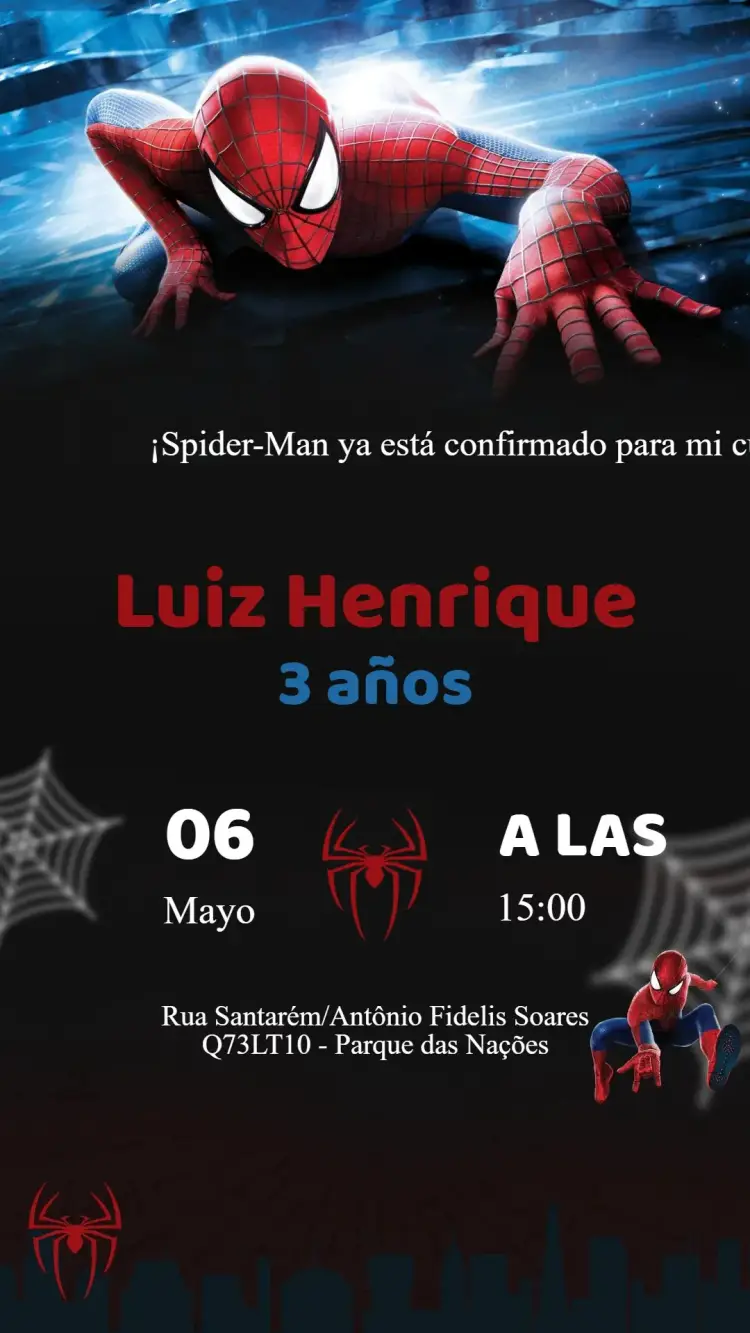 Invitación Cumpleaños Hombre Araña