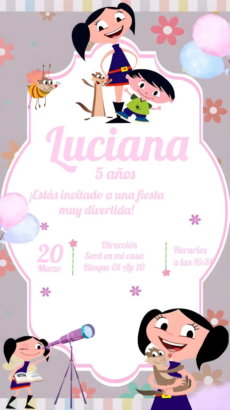 Invitación Show De Luna – tema Más buscados floral, rosa, delicado, infantil, colorido