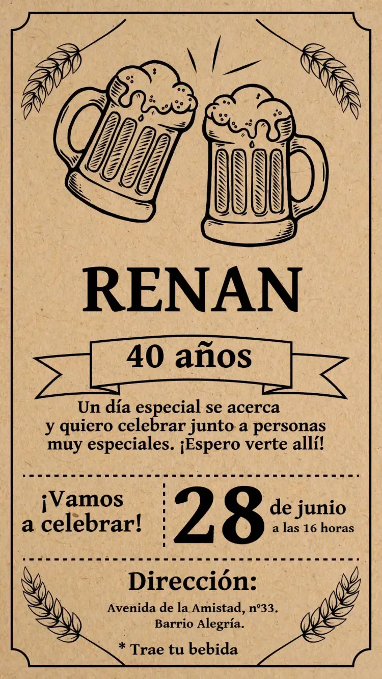 Invitación Churrasco Chalkboard Fiesta editable y personalizable