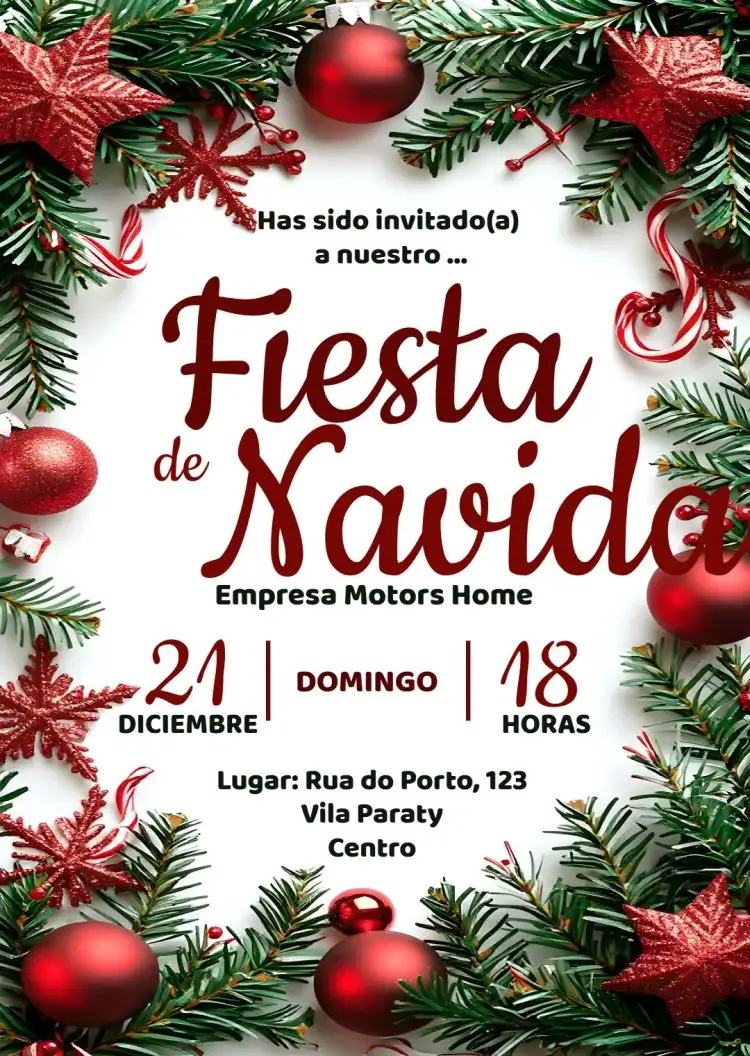 Invitación Fiesta De Navidad Navideña – tema Fechas Conmemorativas rojo y verde, clásico, festivo, moderno, simpático