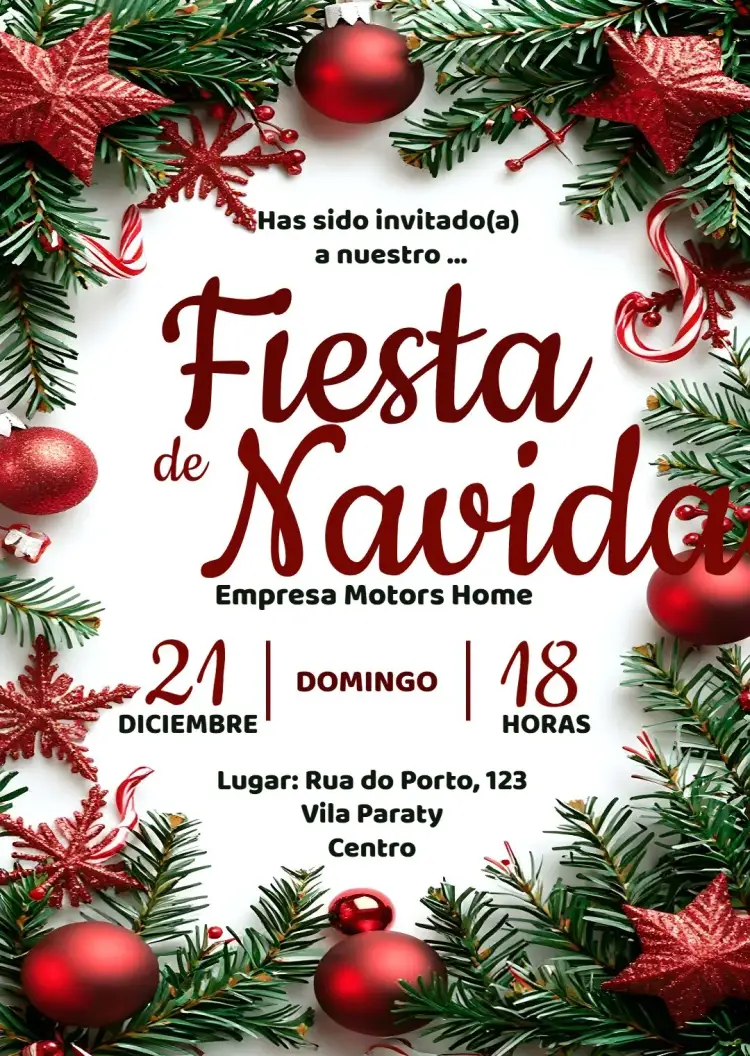 Invitación Fiesta De Navidad Navideña editable y personalizable