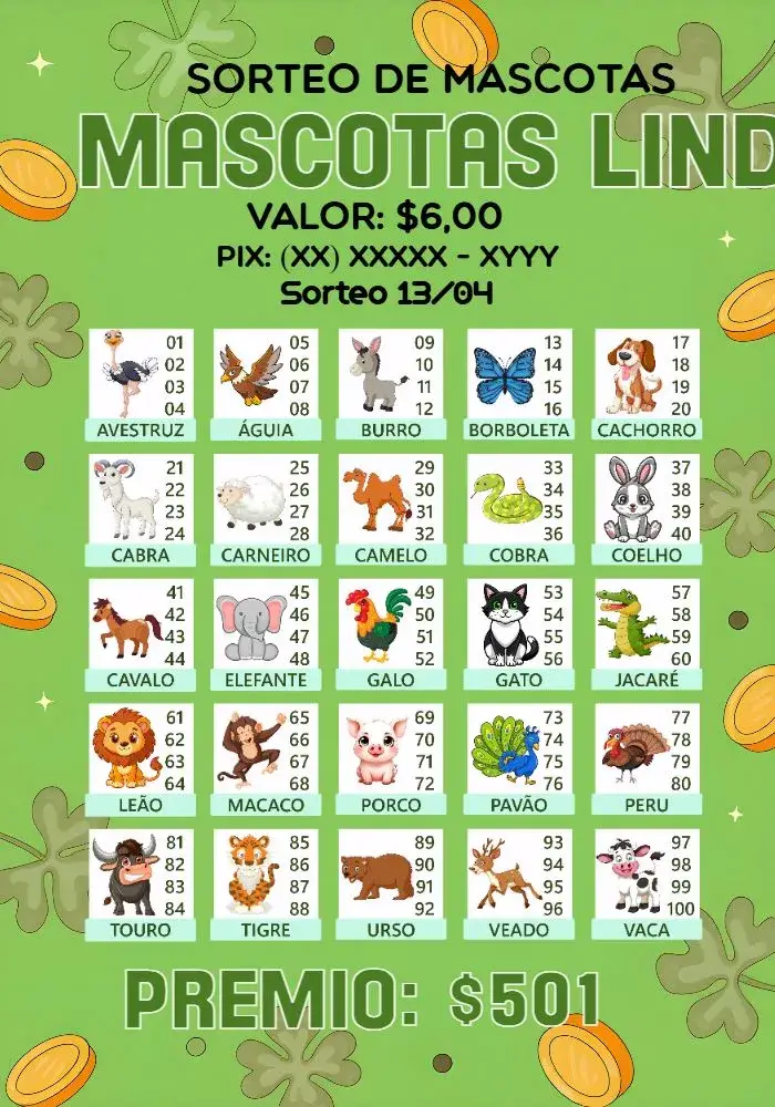 Invitación Sorteo De Mascotas Premios Verde editable y personalizable