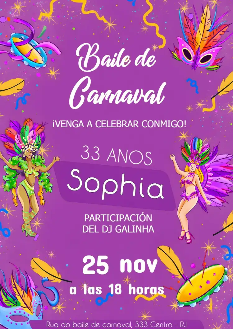 Invitación Baile De Carnaval Confeti – tema Fechas Conmemorativas carnaval, vibrante, colorido, festivo, divertido