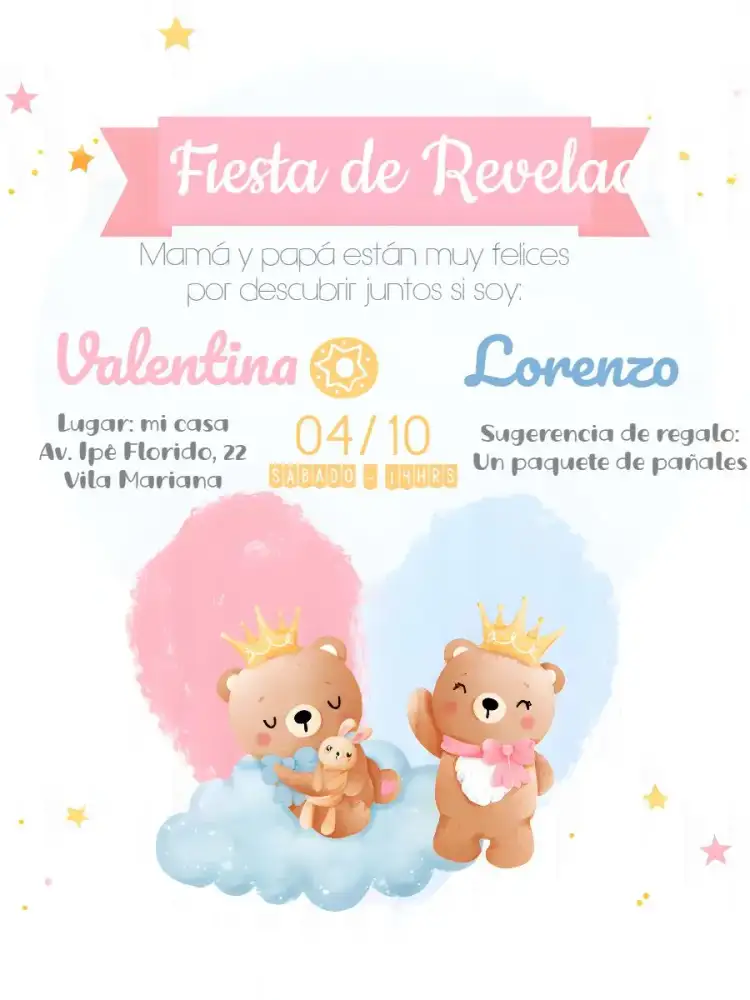 Chá Revelación Ositos Realeza Niño