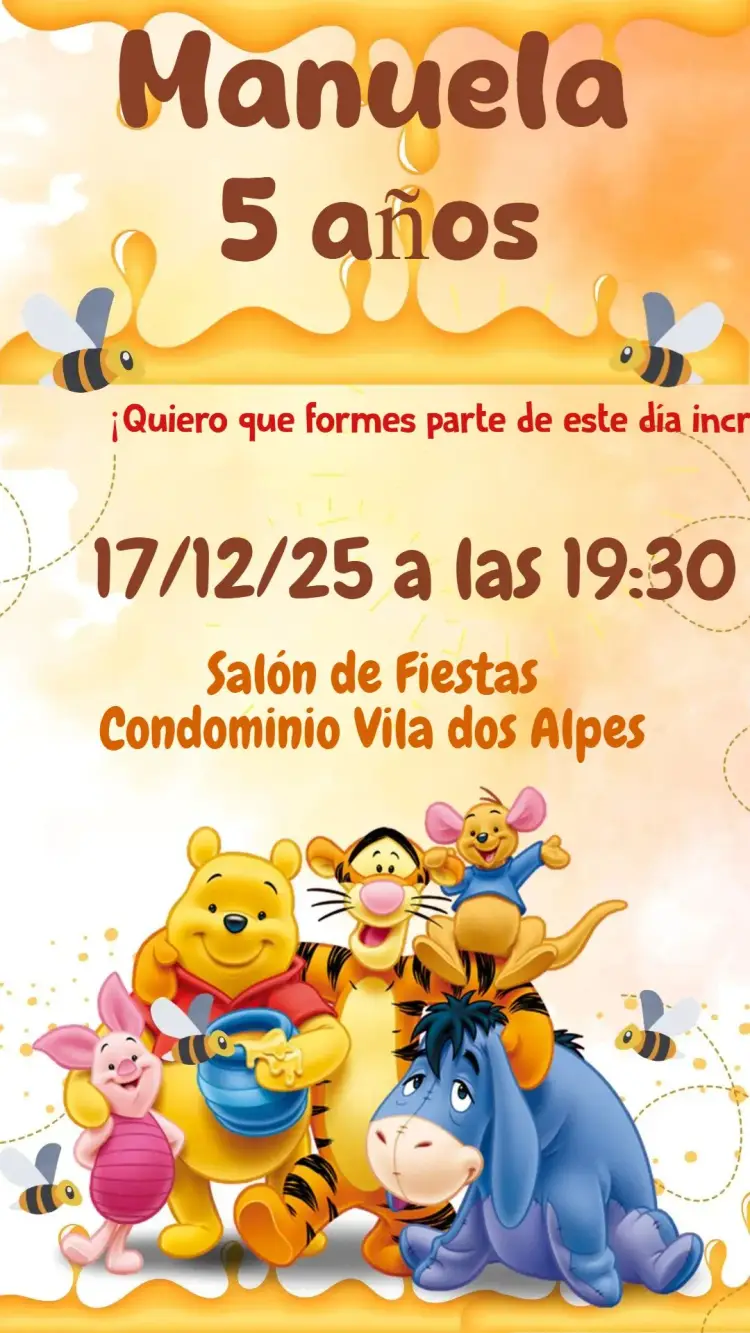 Invitación Oso Pooh