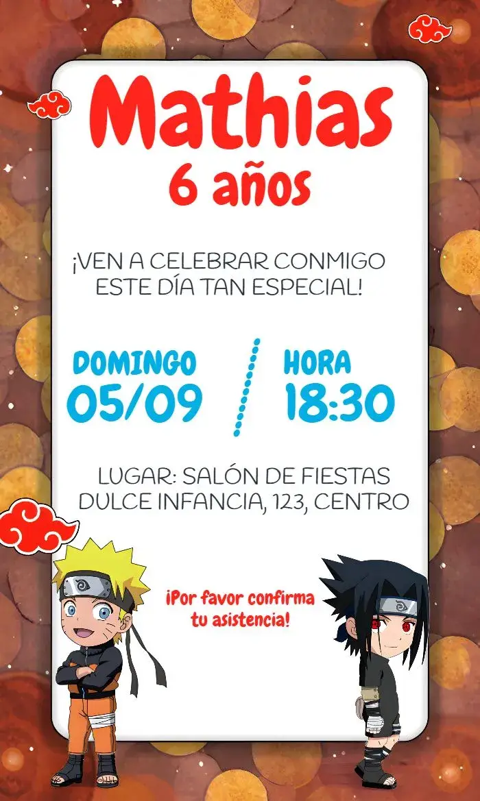 Invitación Naruto Shippuden Dibujo
