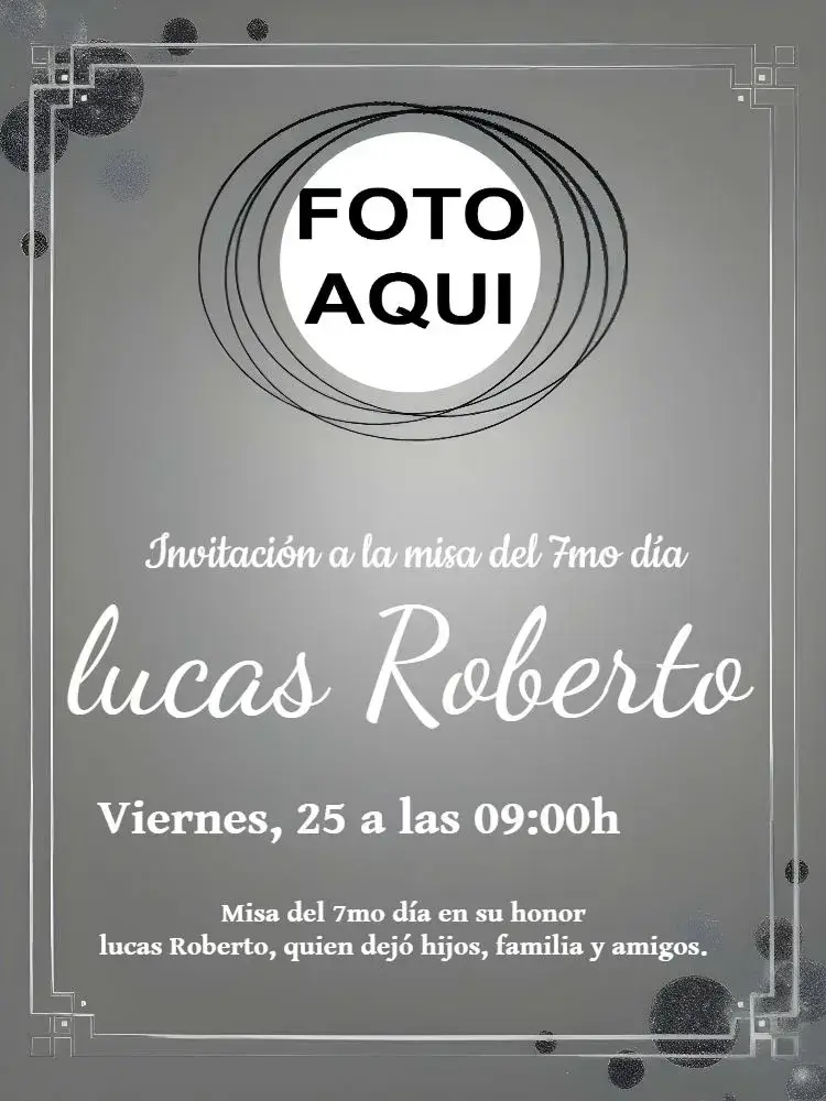 Invitación Misa De 7º Día Con Foto Círculo editable y personalizable