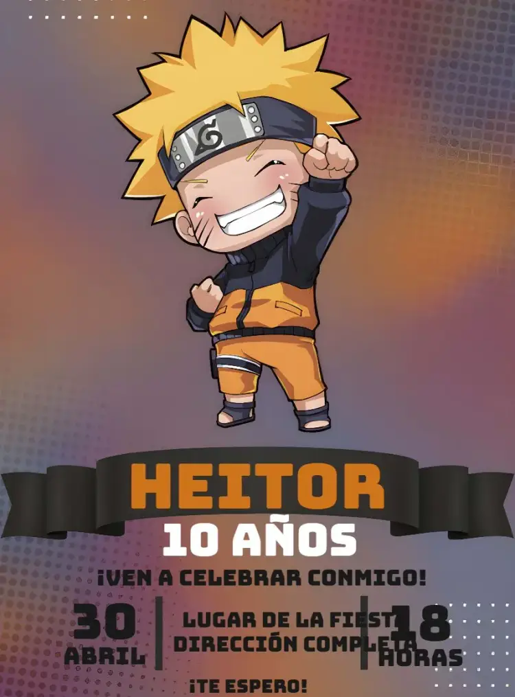 Invitación Naruto Chibi Ninja