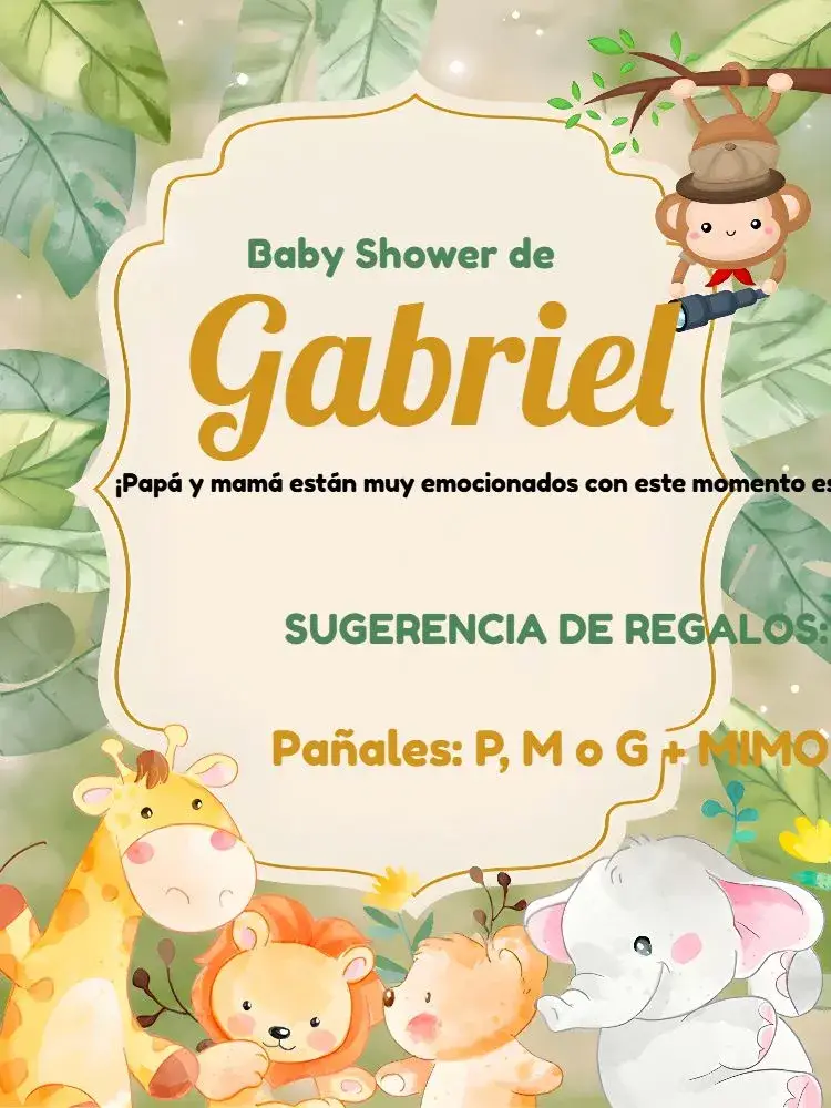 Invitación Baby Shower Safari Giraffe