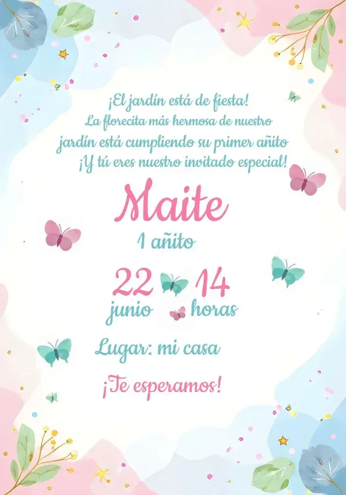 Invitación Jardín Encantado Rosa