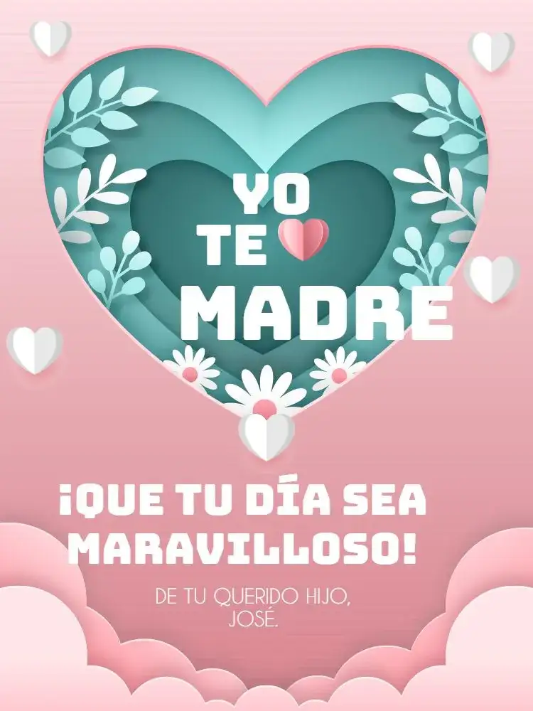 Invitación Cómo Hacer Tarjeta Día De Las Madres Creativa Corazón Nube – tema Tarjeta floral, delicado, rosa claro, moderno, suave, romántico