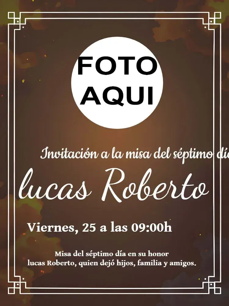 Invitación Misa De 7º Día Con Foto Círculo